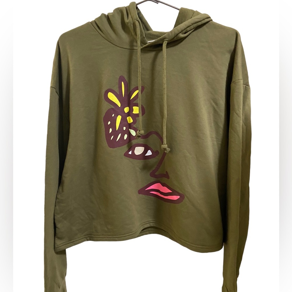 Blu Blackboybe Army Green Designer Crop Hoodie Women’s XL #takepride NWT